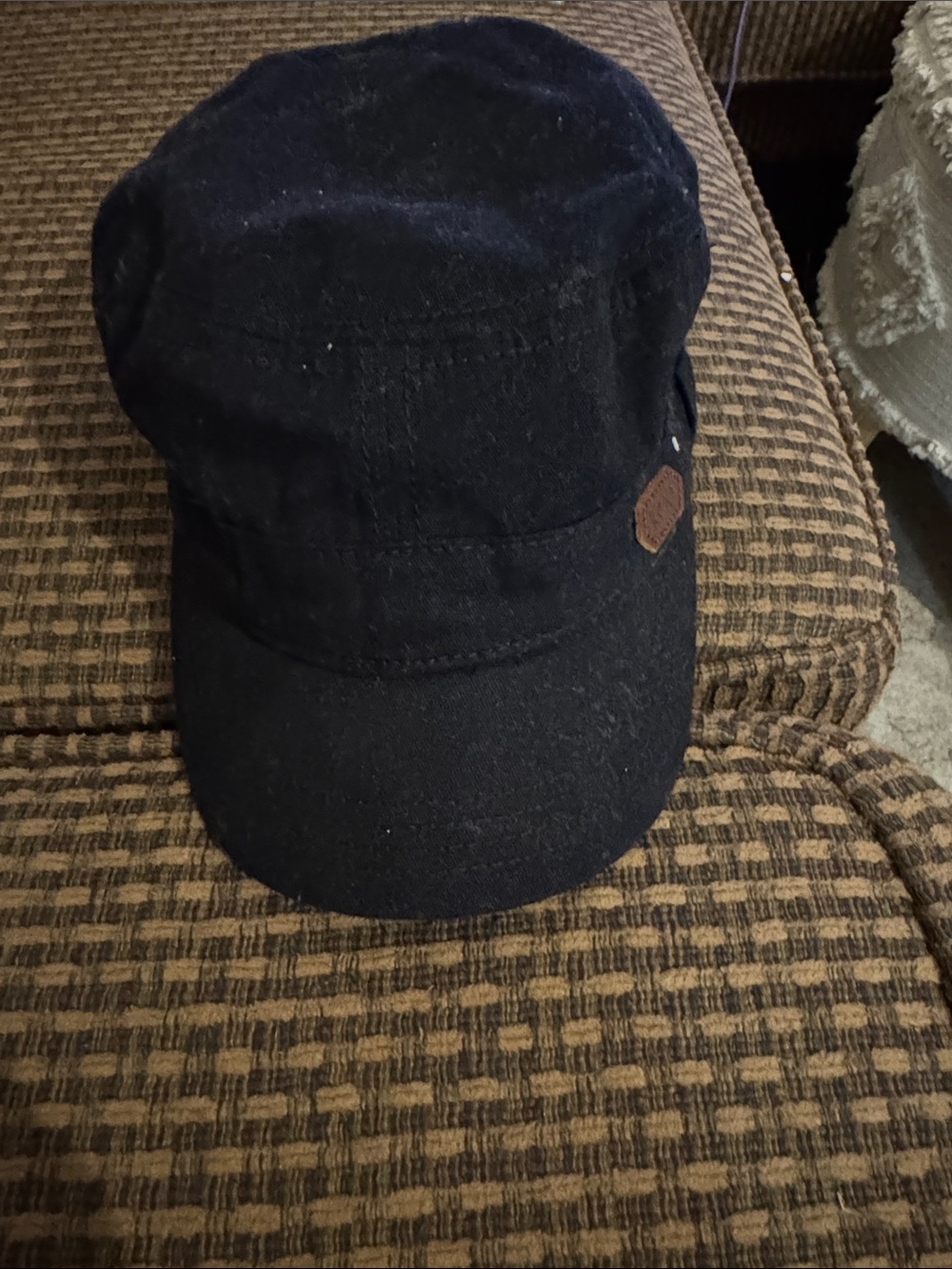 Roxy Black Women's Cadet Cap with Leather Accent